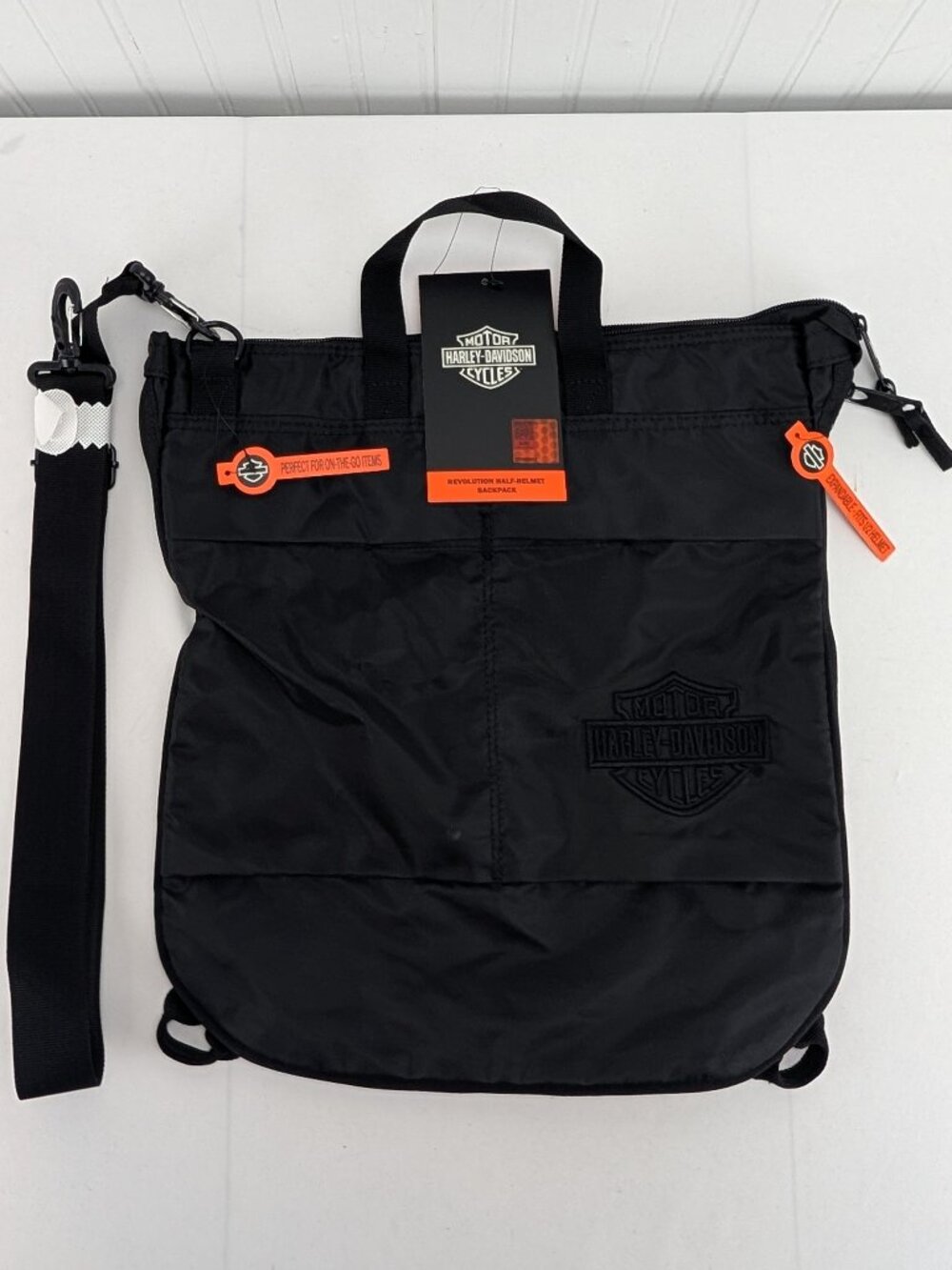 Harley Davidson Revolution Half Helmet Backpack Expandable Black #99527 New Tags